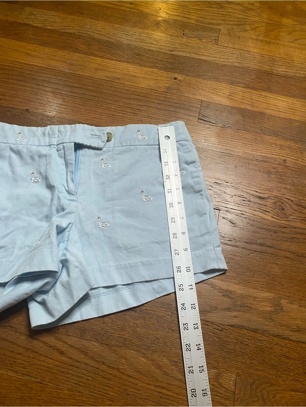 J.Crew Light Blue Swan Embroidered Chino Shorts Size 4